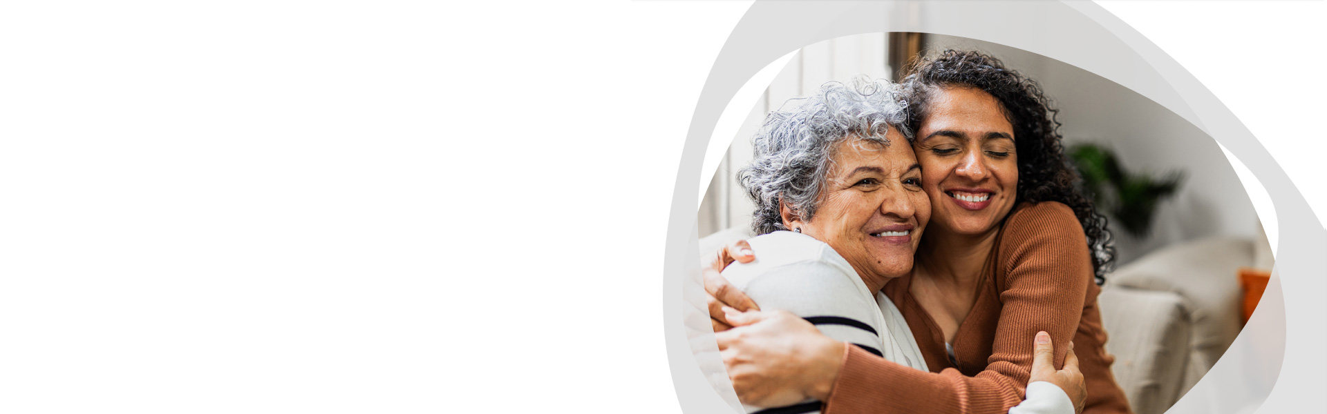 An older couple embracing